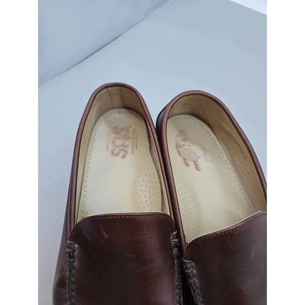 Genuine SAS Handsewn‎ Leather Size 13W Made in USA Brown Loafers Driving Shoes